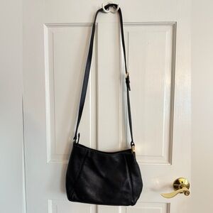 Michael Kors Black Pebbled Leather Shoulder Bag with Gold Accents